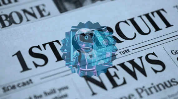 1st Circuit AI Chat News headline featuring a chatbot