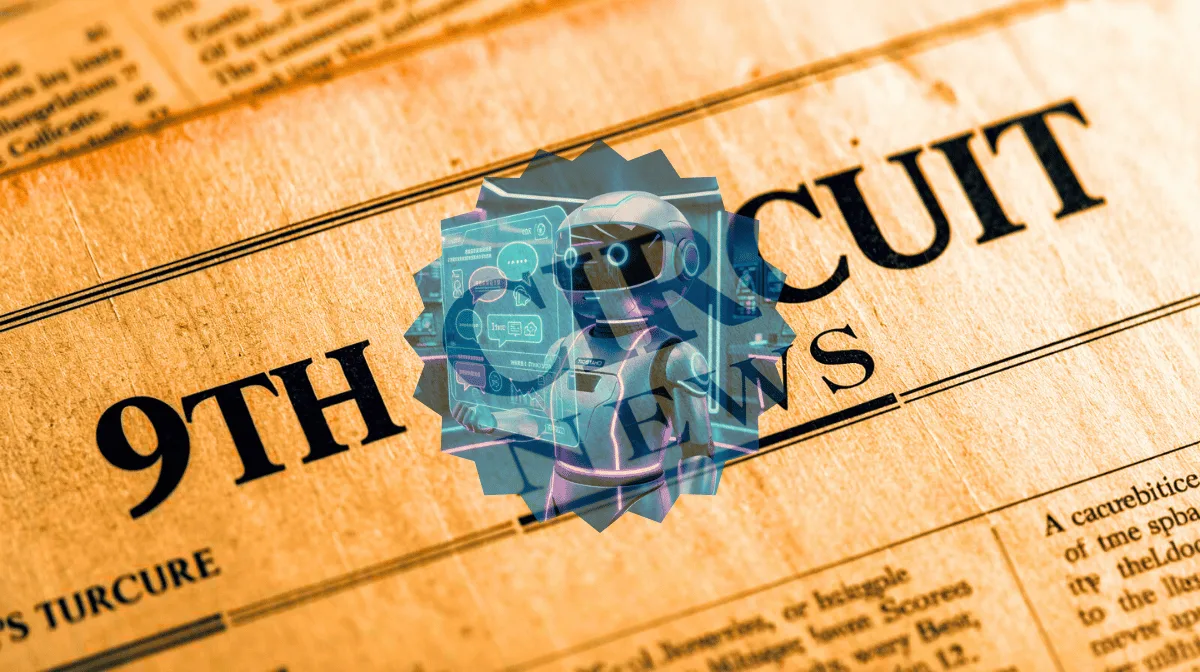 9th Circuit AI Chat News headline featuring a chatbot